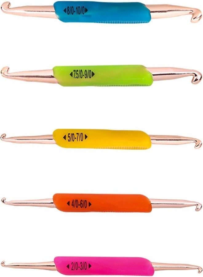 GEMSY Ergonomic Crochet Hook Set - 5 Sizes (2mm-10mm) Colorful Rubber Grip, Metal Yarn Needles for Knitting, DIY Crocheting, Craft Kit, Beginner-Friendly - Image 1